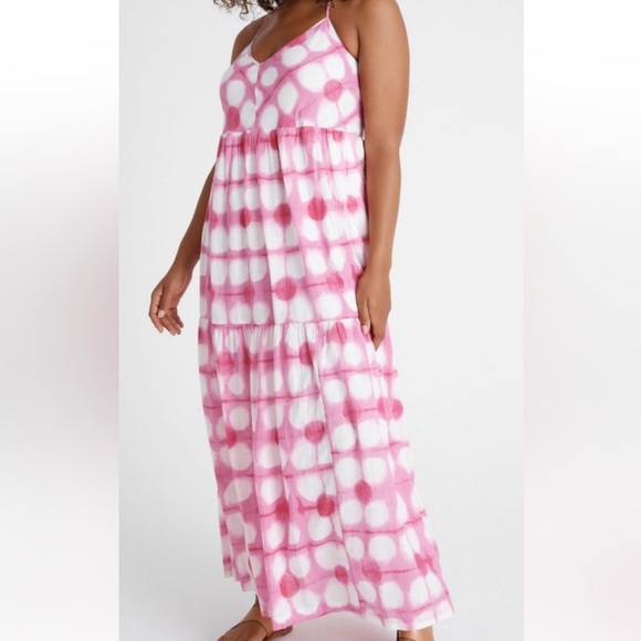 Anthropologie Dresses & Skirts - Anthro M Maeve Geneva Maxi Dress Sundress 0878 Pink White Circles Anthropologie